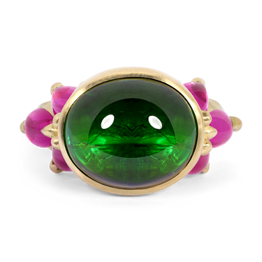 Green & Pink Cetonia Tourmaline Ring - Made to Order